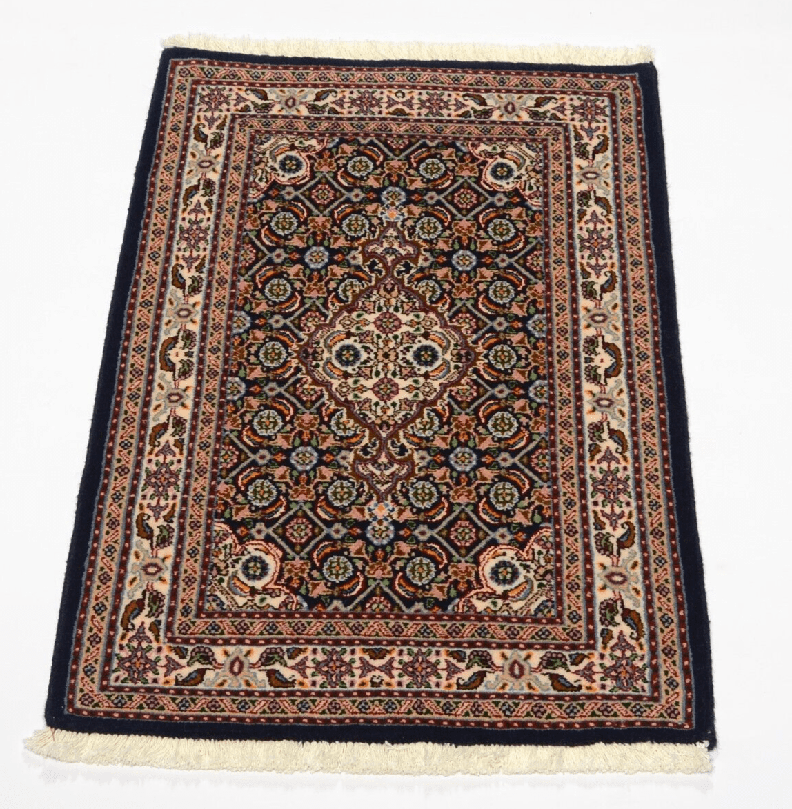 Handgeknüpfter Perserteppich Moud 90x60 cm, 300.000 Knoten, blau