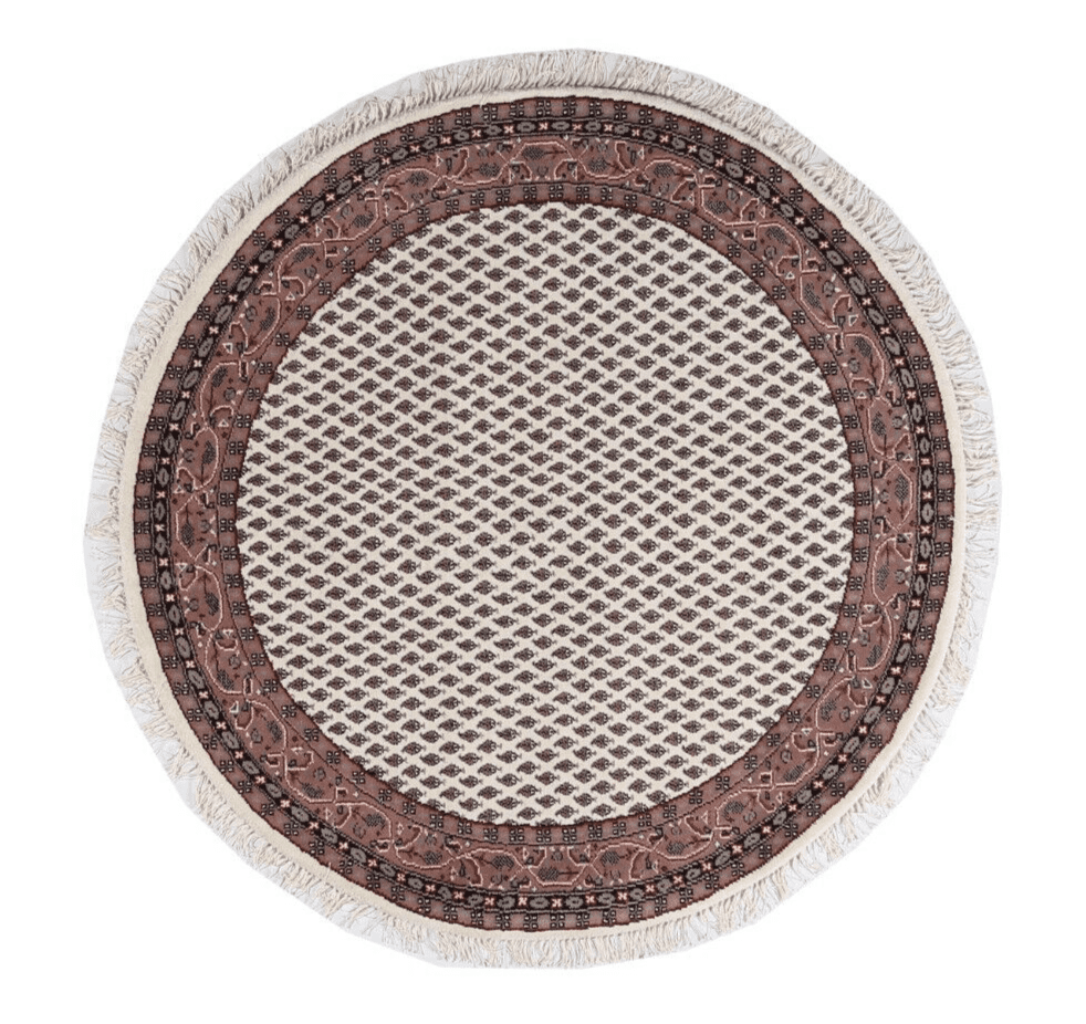 Orientteppich Rund 202 cm Sarough Mir 120.000 Knoten beige handgeknüpft