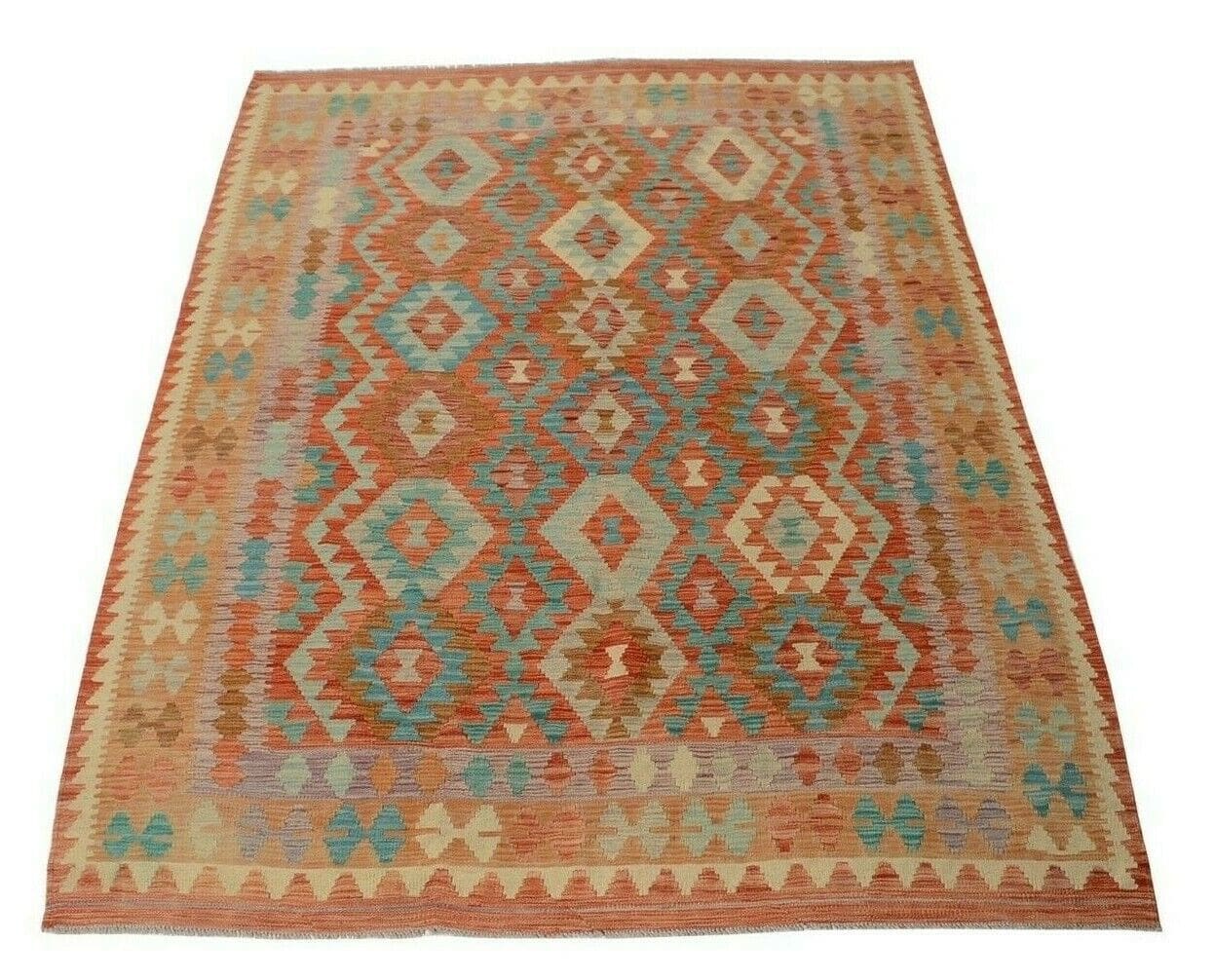 Handgewebter Afghan Kelim 244 x 182 cm in Pastellfarben, neu
