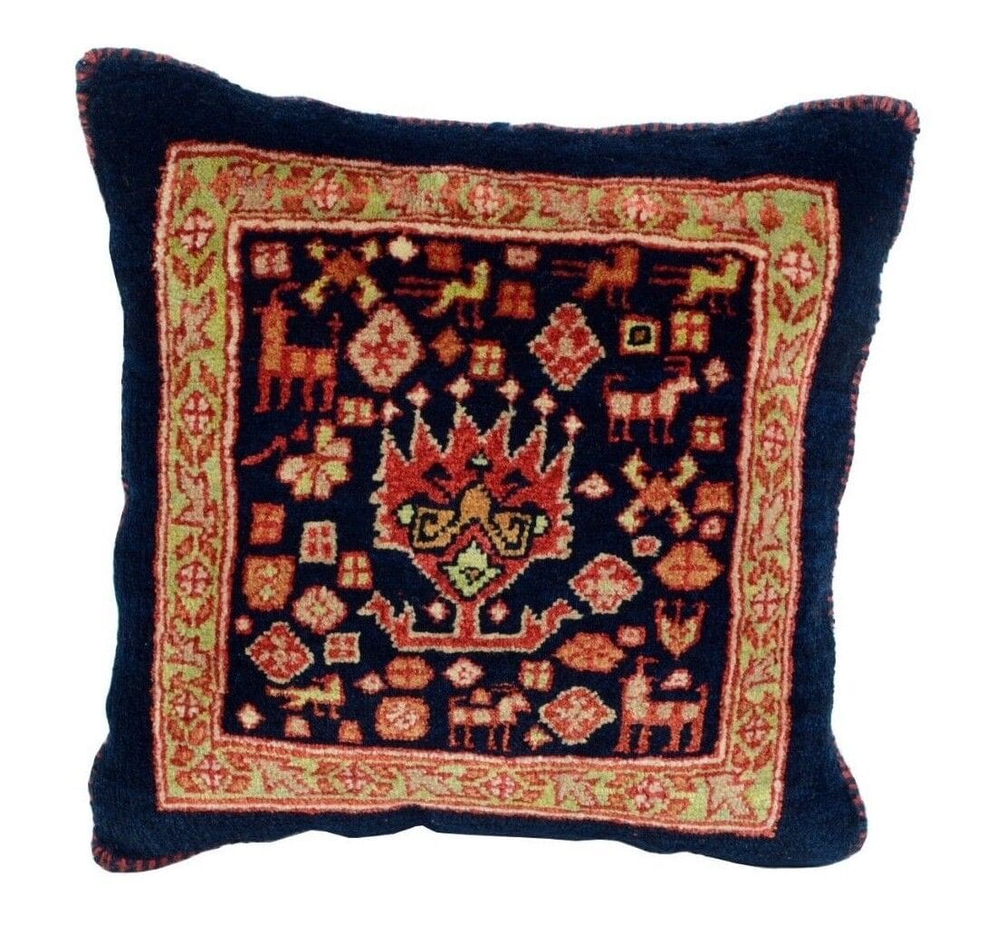 Exklusives Ghashghai Kissen 35x37 cm, handgeknüpft, Persien