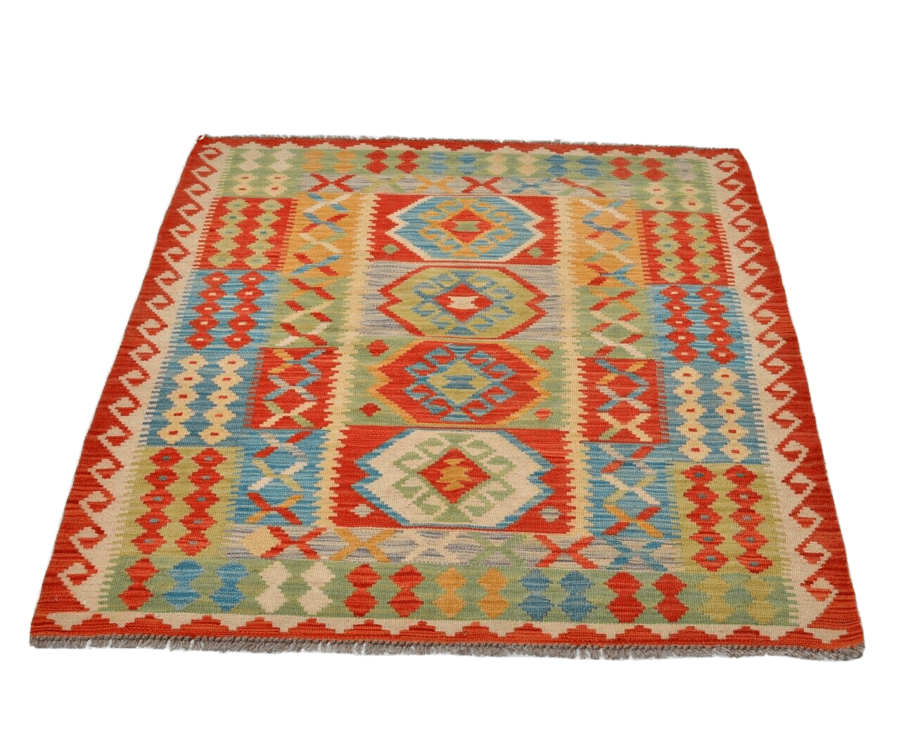 Afghan Kelim 144x102 cm – Geometrisch, Multicolor, handgewebt
