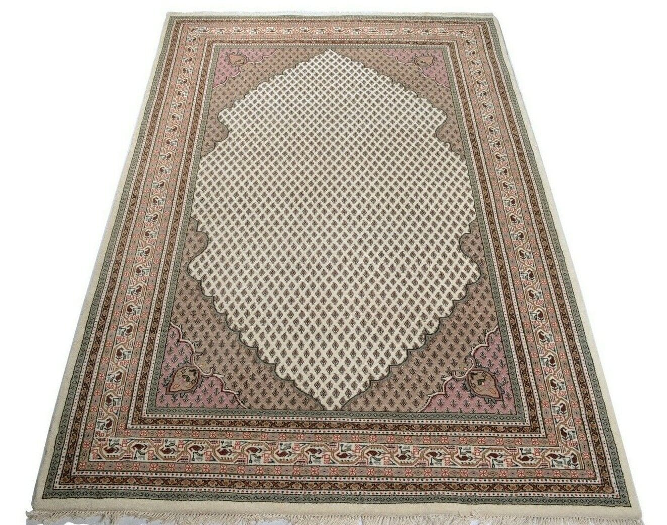 Indo Sarough Mir Gopala Orientteppich 140.000 Knoten Beige handgeknüpft
