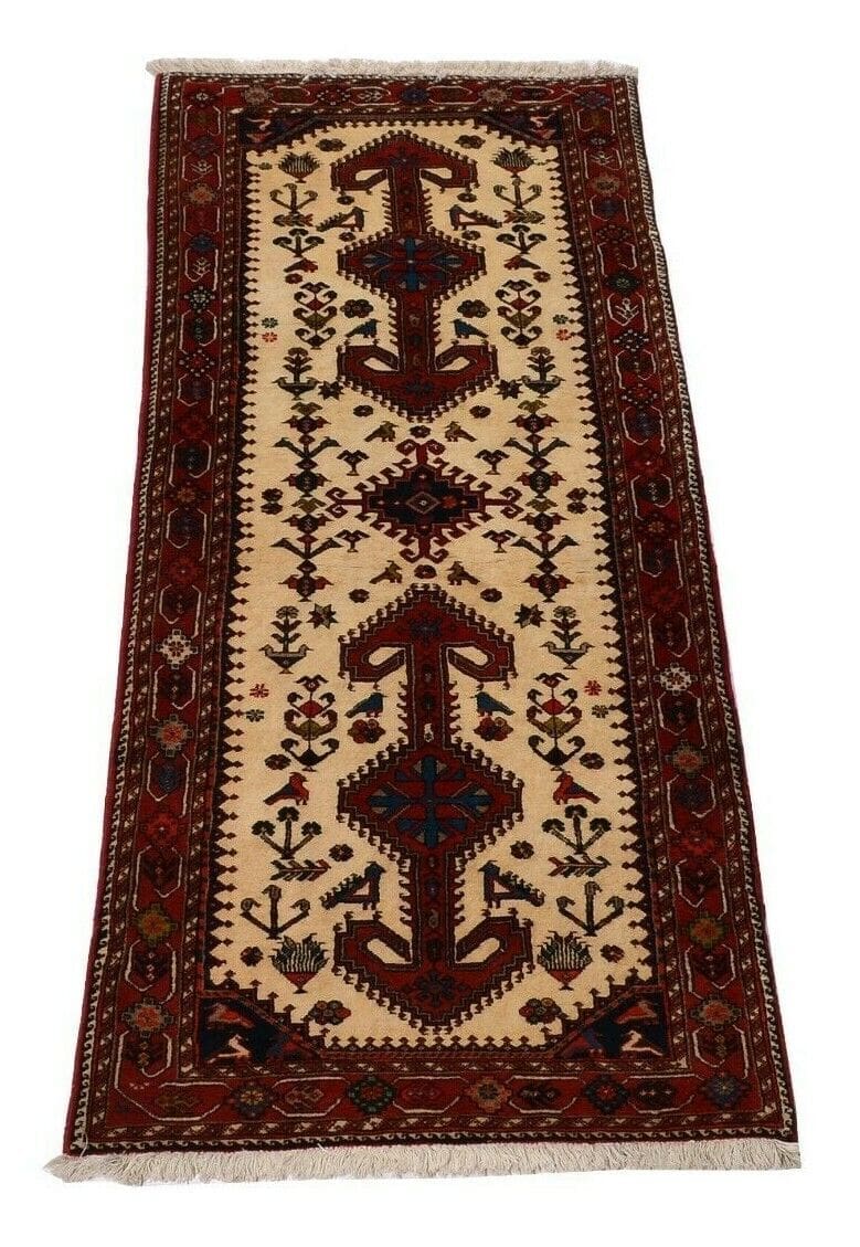 Handgeknüpfter Perser Teppich Nasrabad 192x81 cm, 250.000 Knoten, Beige