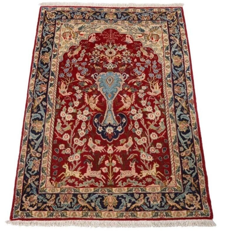 Handgeknüpfter Perserteppich Isfahan 131x87 cm, 600000 Knoten, Rot