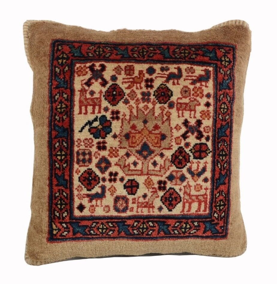 Exklusives Ghashghai Kissen 35x34 cm, handgeknüpft, Persien