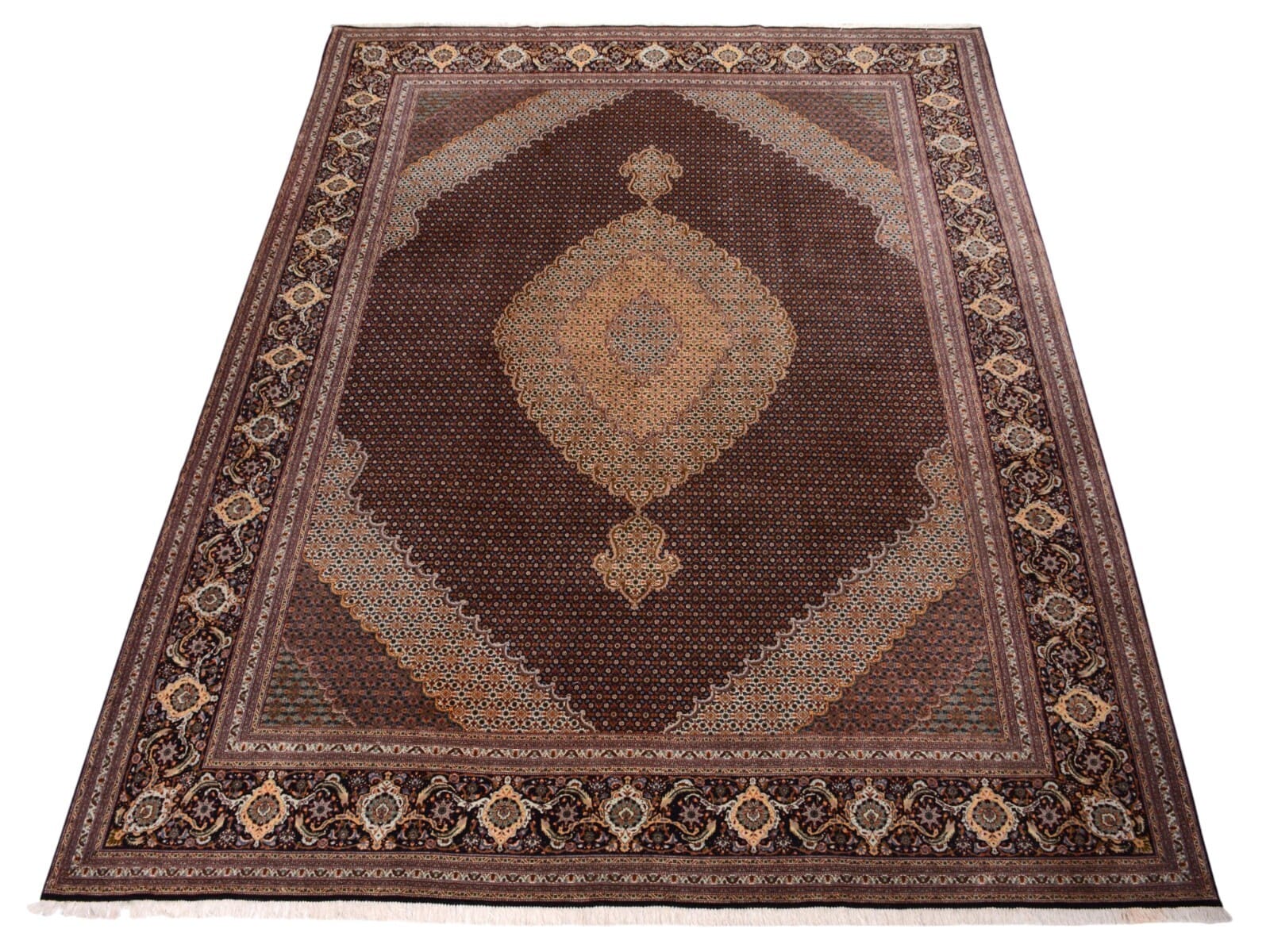 Handgeknüpfter Orientteppich Tabriz 395x300 cm, 550.000 Knoten, Blau