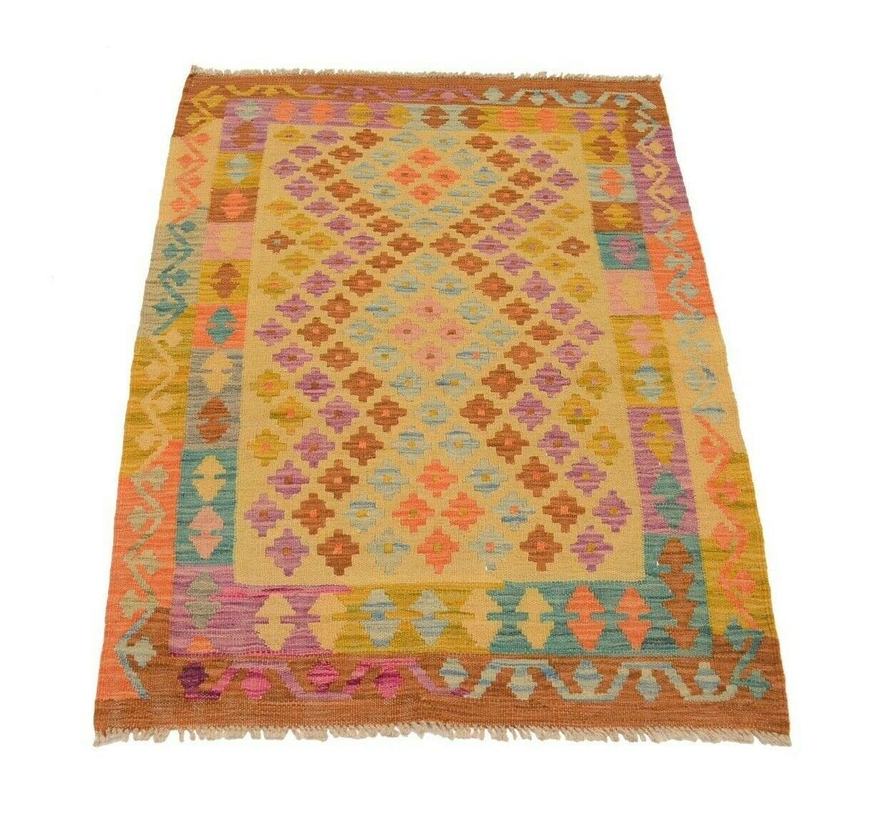 Orientteppich Afghan Kelim 127x90 cm, geometrisch, handgewebt