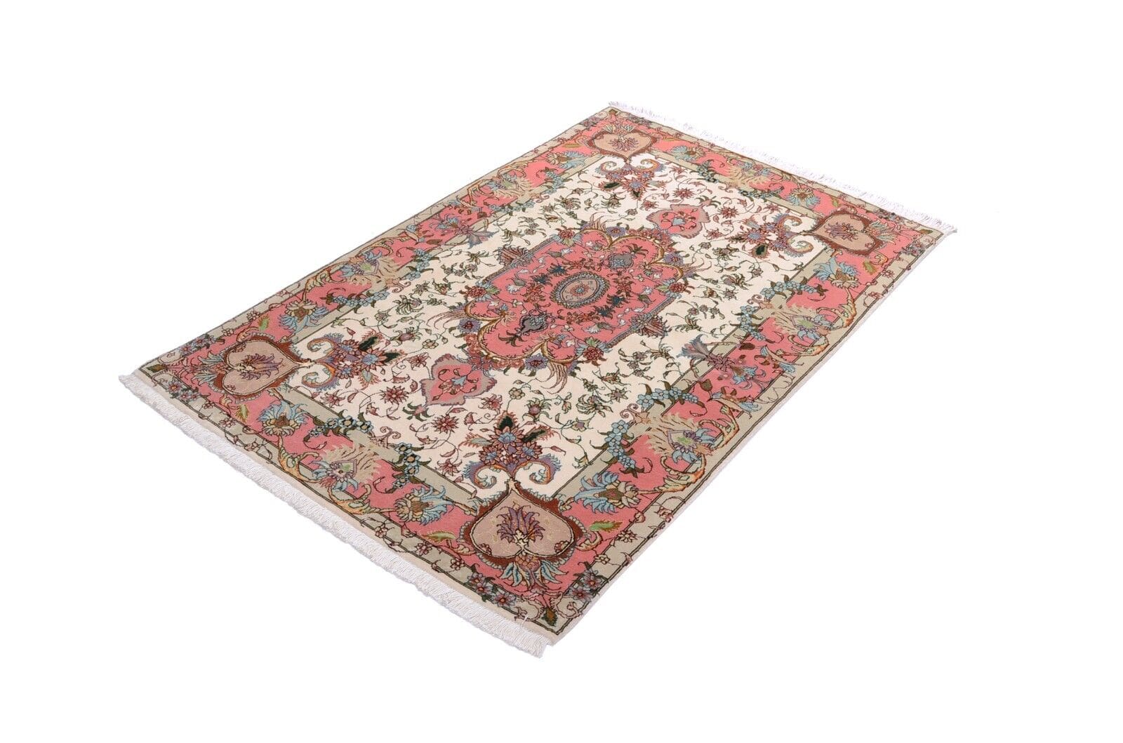 Handgeknüpfter Perser Teppich Tabriz 157x100 cm, 500.000 Knoten, floral