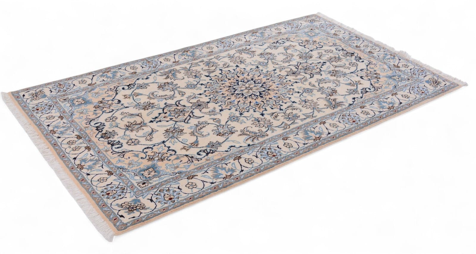 Handgeknüpfter Nain Perserteppich 205x120 cm Beige, 300.000 Knoten