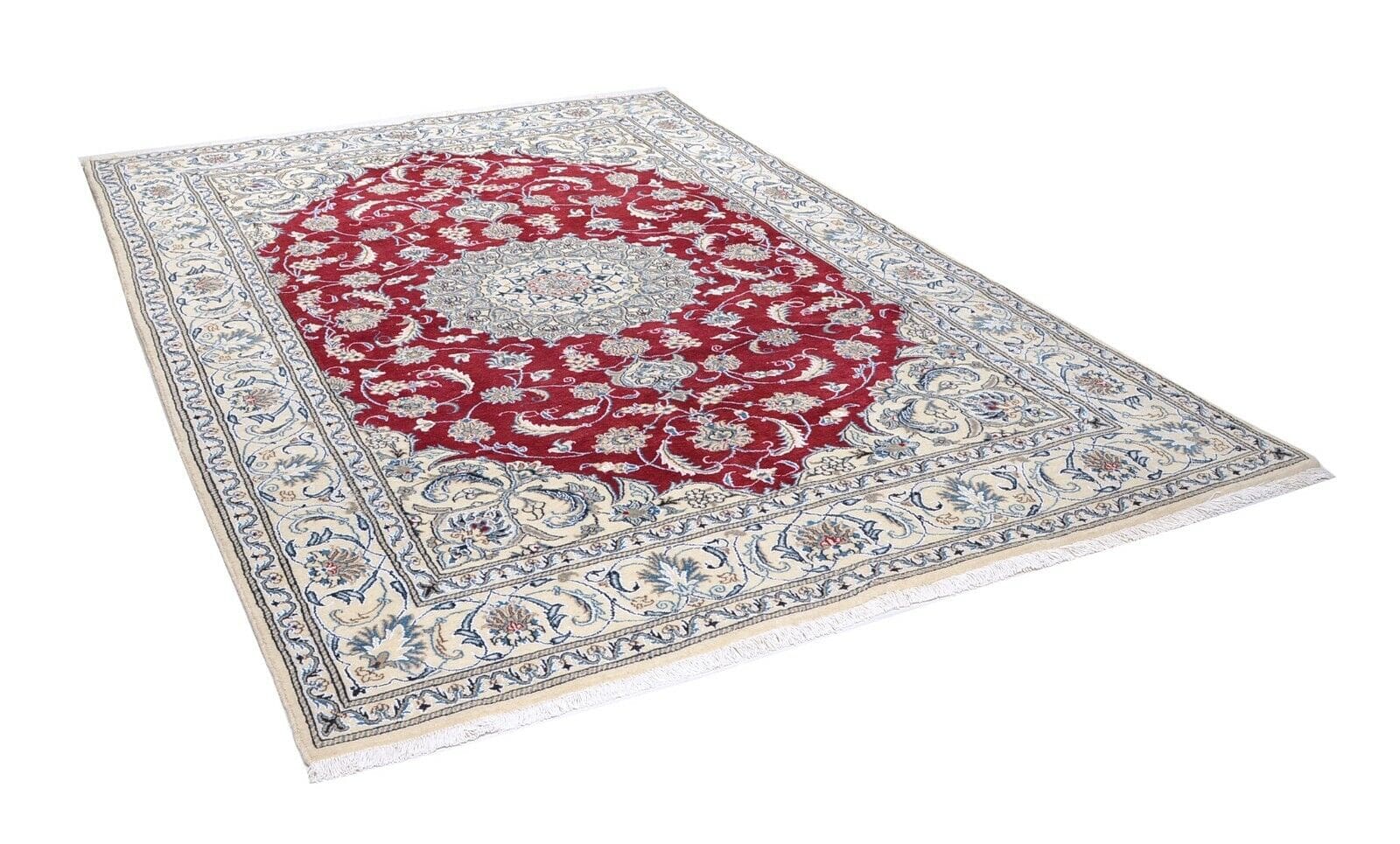 Handgeknüpfter Perserteppich Nain 300x198 cm, 300.000 Knoten, rot