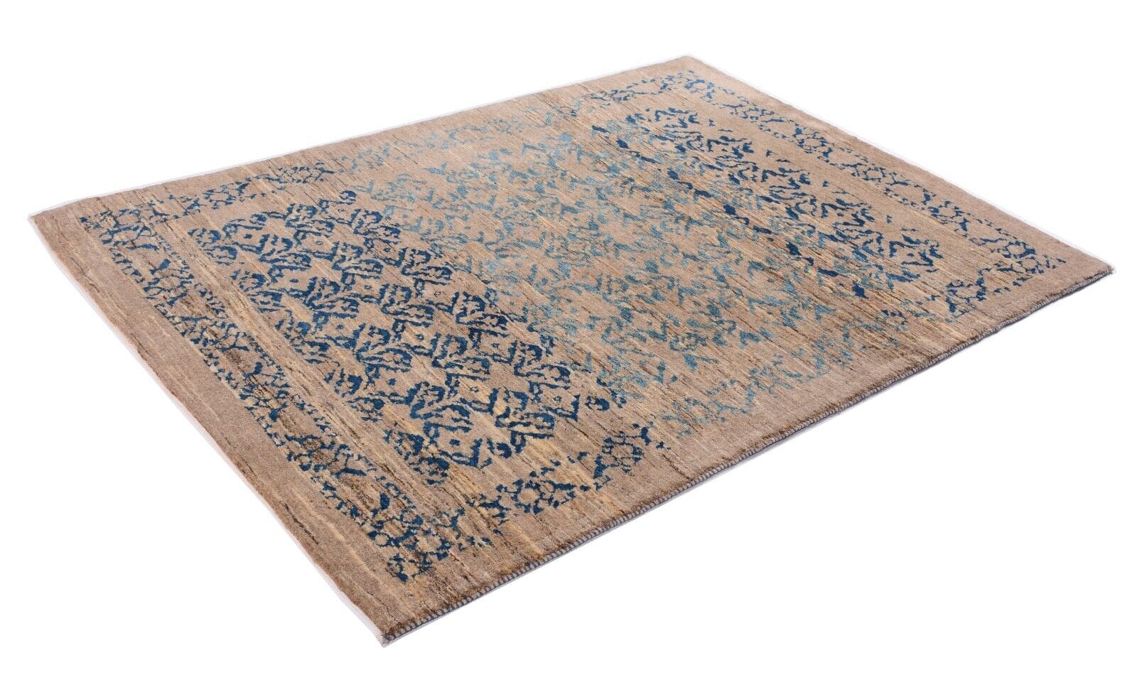 Perserteppich 201x146 cm, 300.000 Knoten, handgeknüpft, Beige
