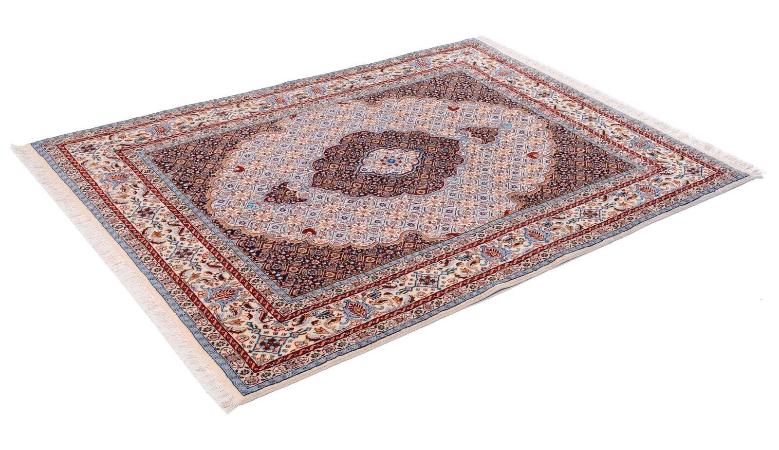 Handgeknüpfter Perserteppich Moud 195x146 cm 375.000 Knoten Beige