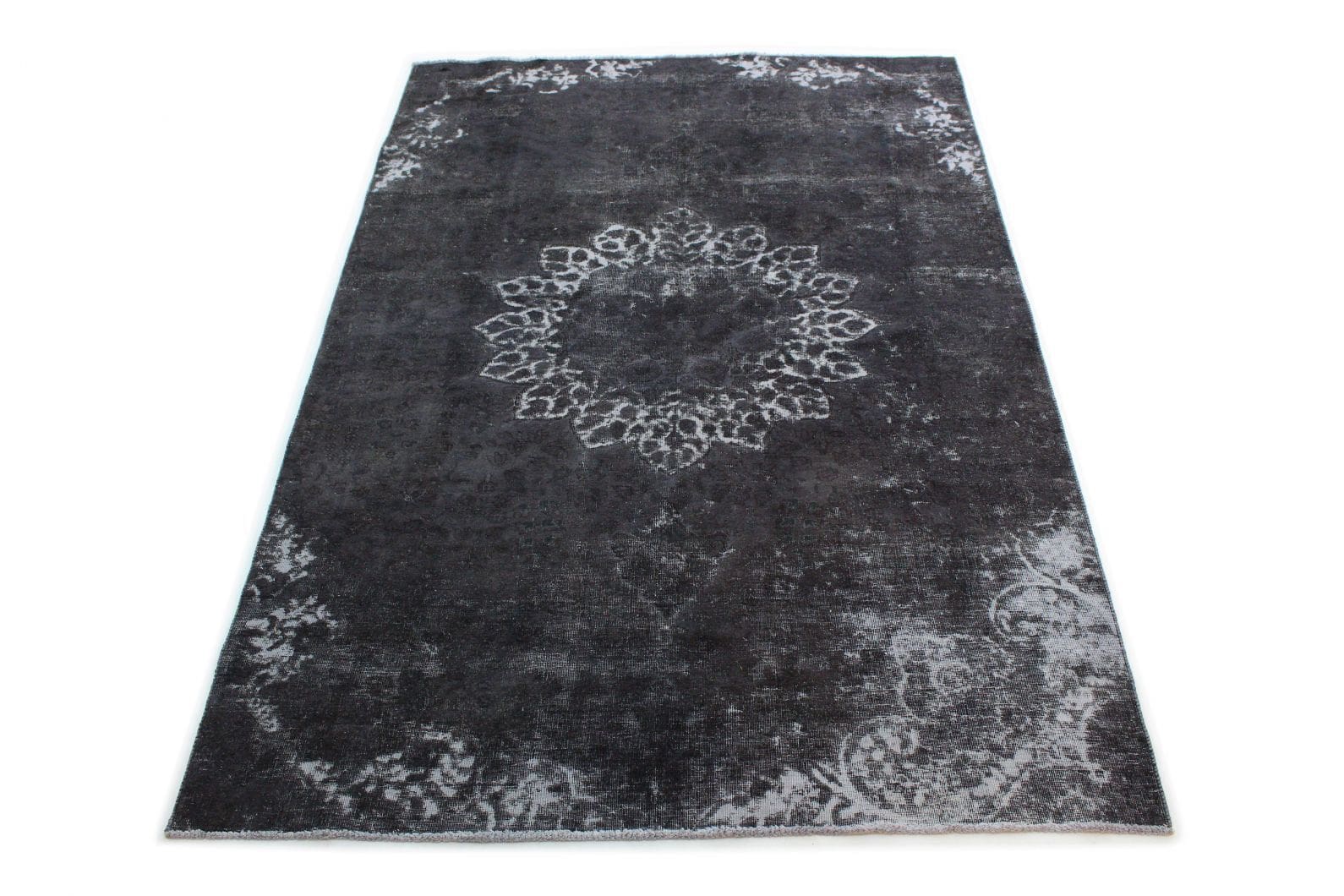 Vintage Orientteppich Grau Schwarz 273x170 cm handgeknüpft