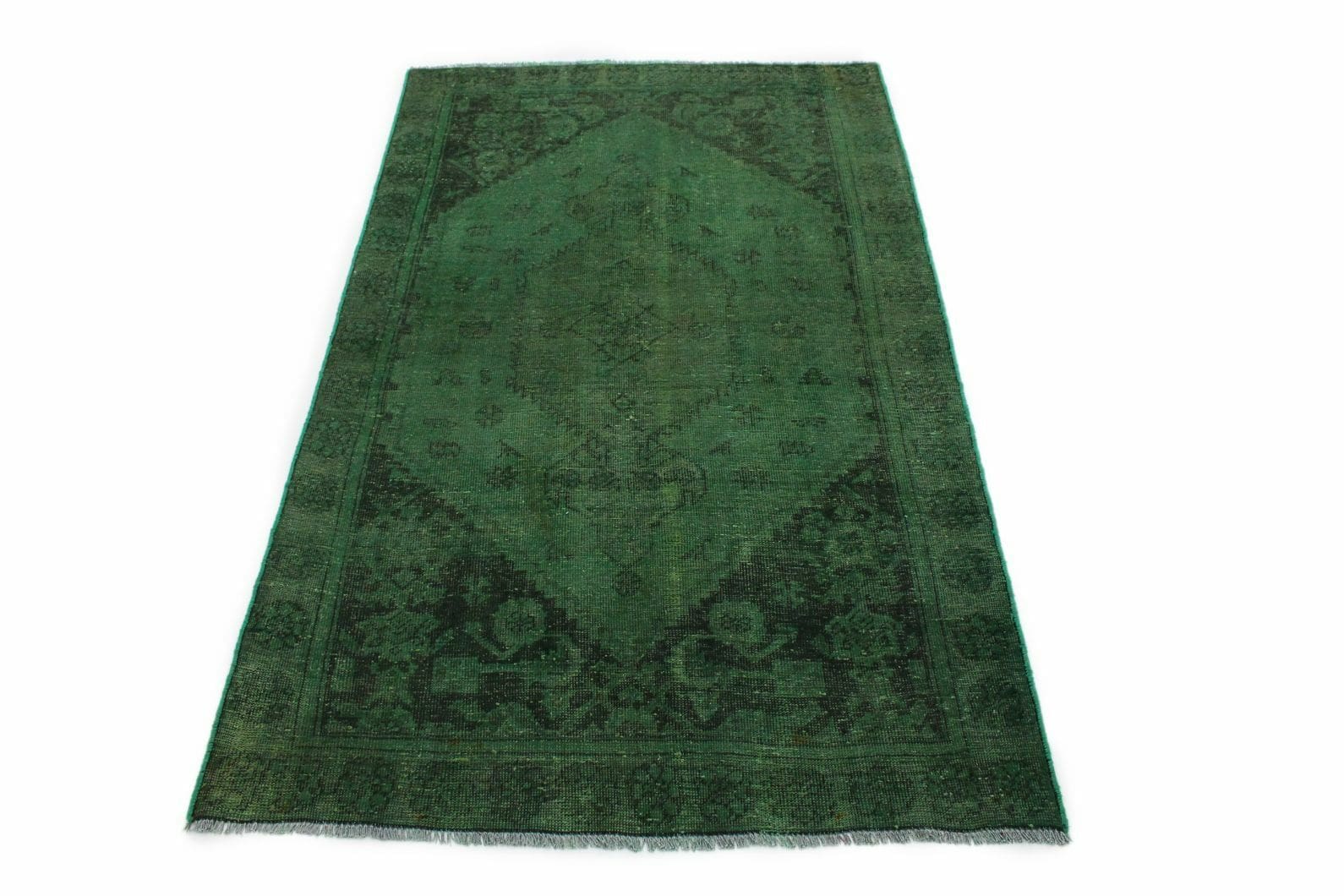 Orientteppich Vintage Grün 198x119 cm – Handgeknüpft, Unikat