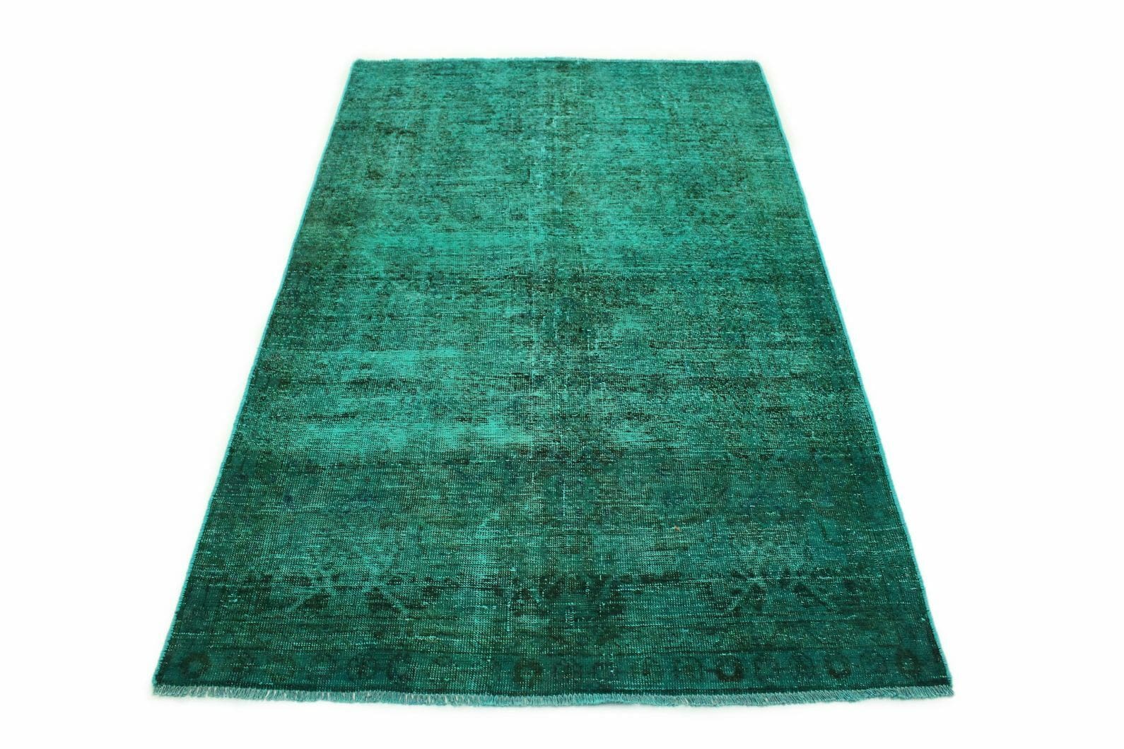 Vintage Orientteppich Grün Türkis 221x129 cm – handgeknüpft