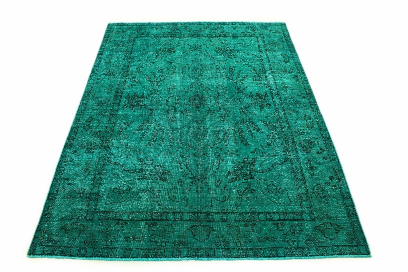 Vintage-Orientteppich türkis-grün 288x205cm, handgeknüpft