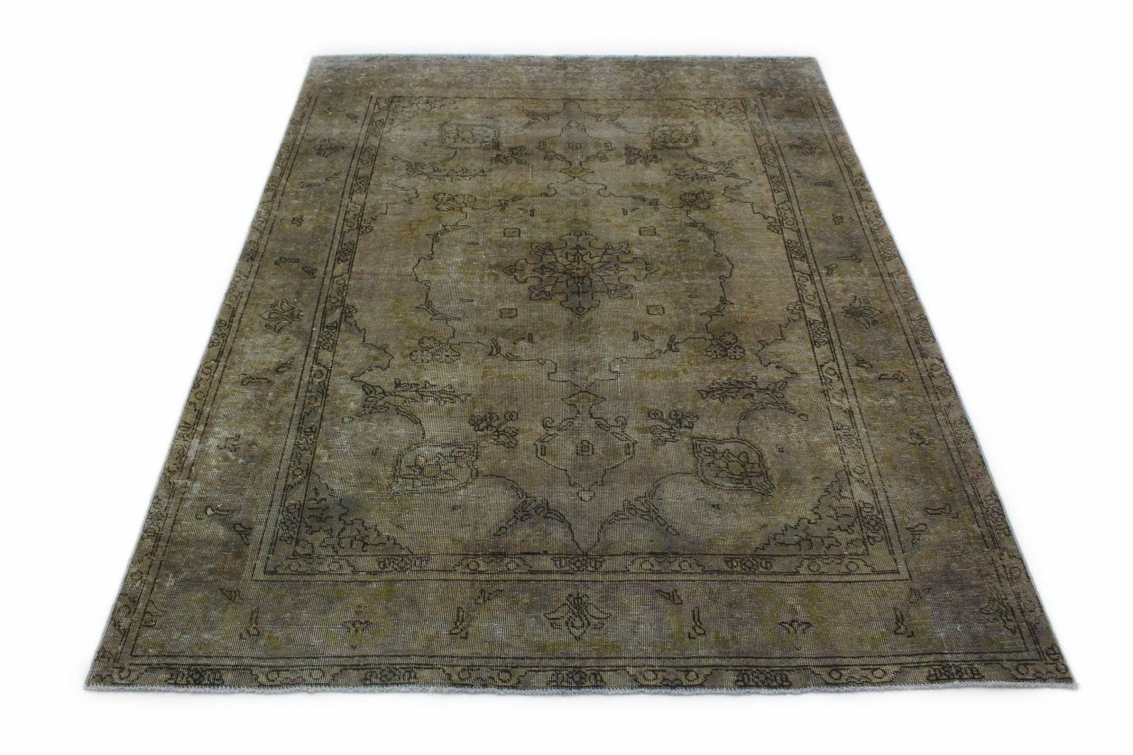 Vintage Orientteppich Grau 289x200 cm handgeknüpft Design Unikat