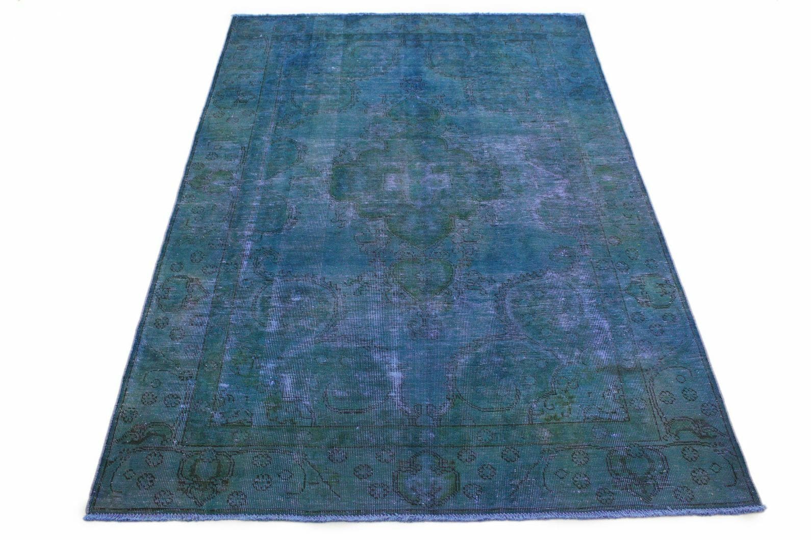 Vintage-Teppich Petrol Blau 277x180cm, handgeknüpft, Orientteppich