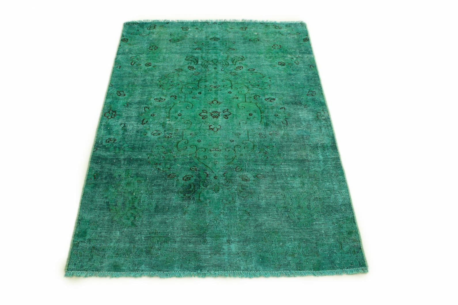 Handgeknüpfter Orientteppich 159x99 cm Türkis Grün Vintage-Design