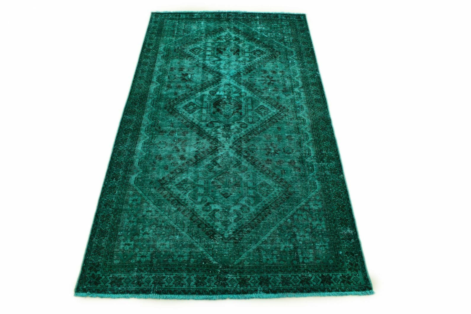 Vintage Orientteppich Türkis Grün 294x157 cm, handgeknüpft