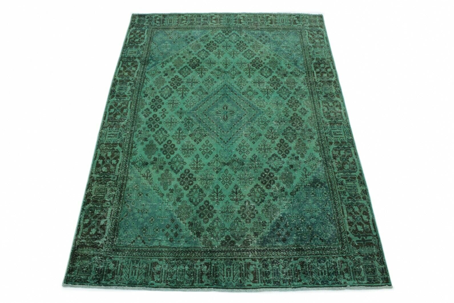 Vintage Orientteppich Grün 305x201 cm - Exklusiv, handgeknüpft
