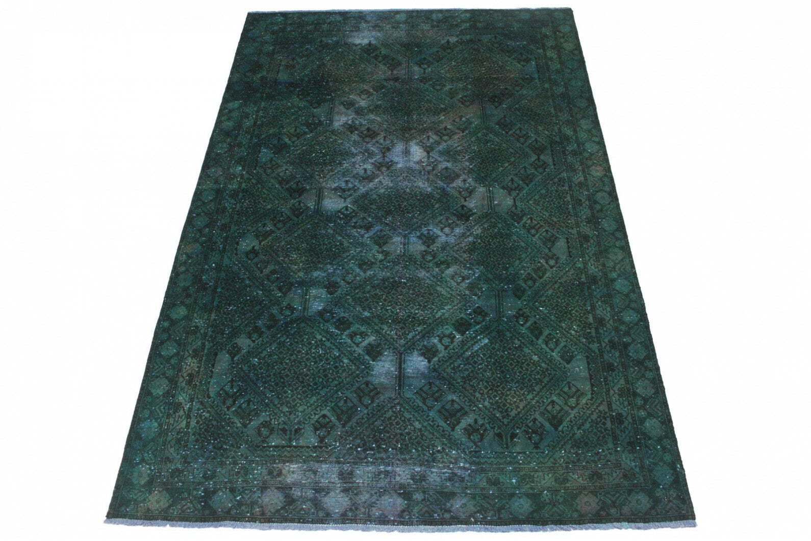 Vintage Orientteppich Türkis 282x184cm handgeknüpft, einzigartig