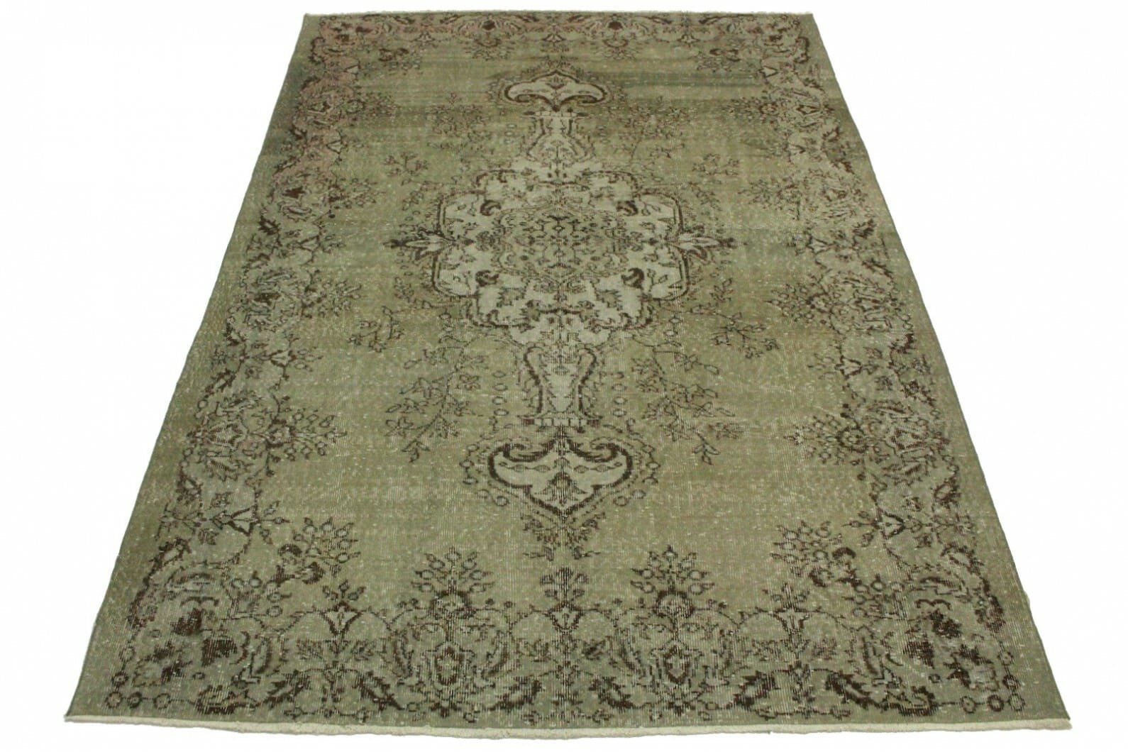 Vintage Orientteppich Grau 285x191cm, handgeknüpft, Unikat