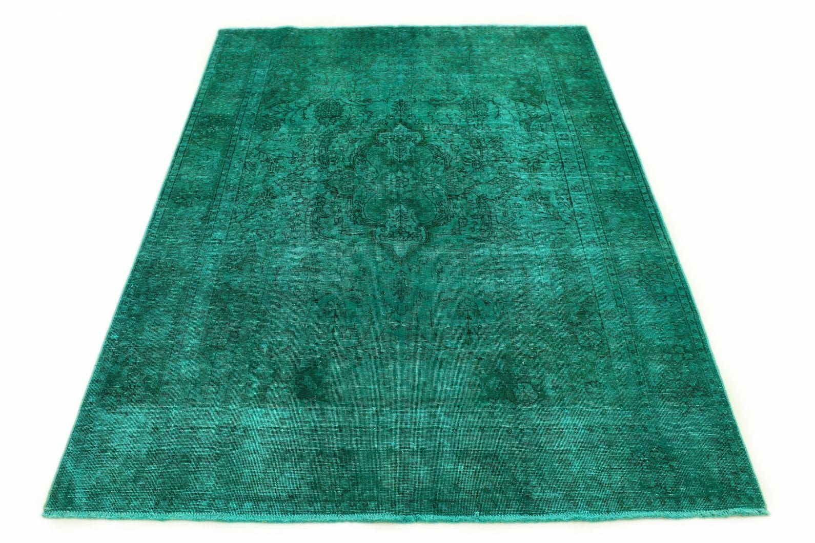 Orientteppich Vintage Türkis Grün 286x189 cm, handgeknüpft