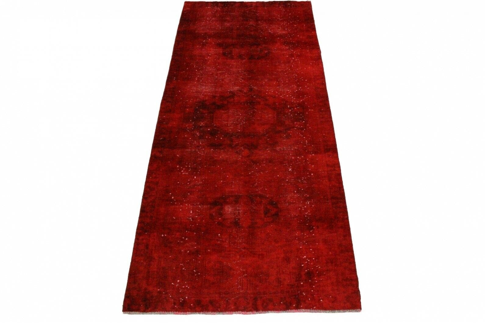 Vintage Orientteppich Läufer Rot 275x112cm, handgeknüpft