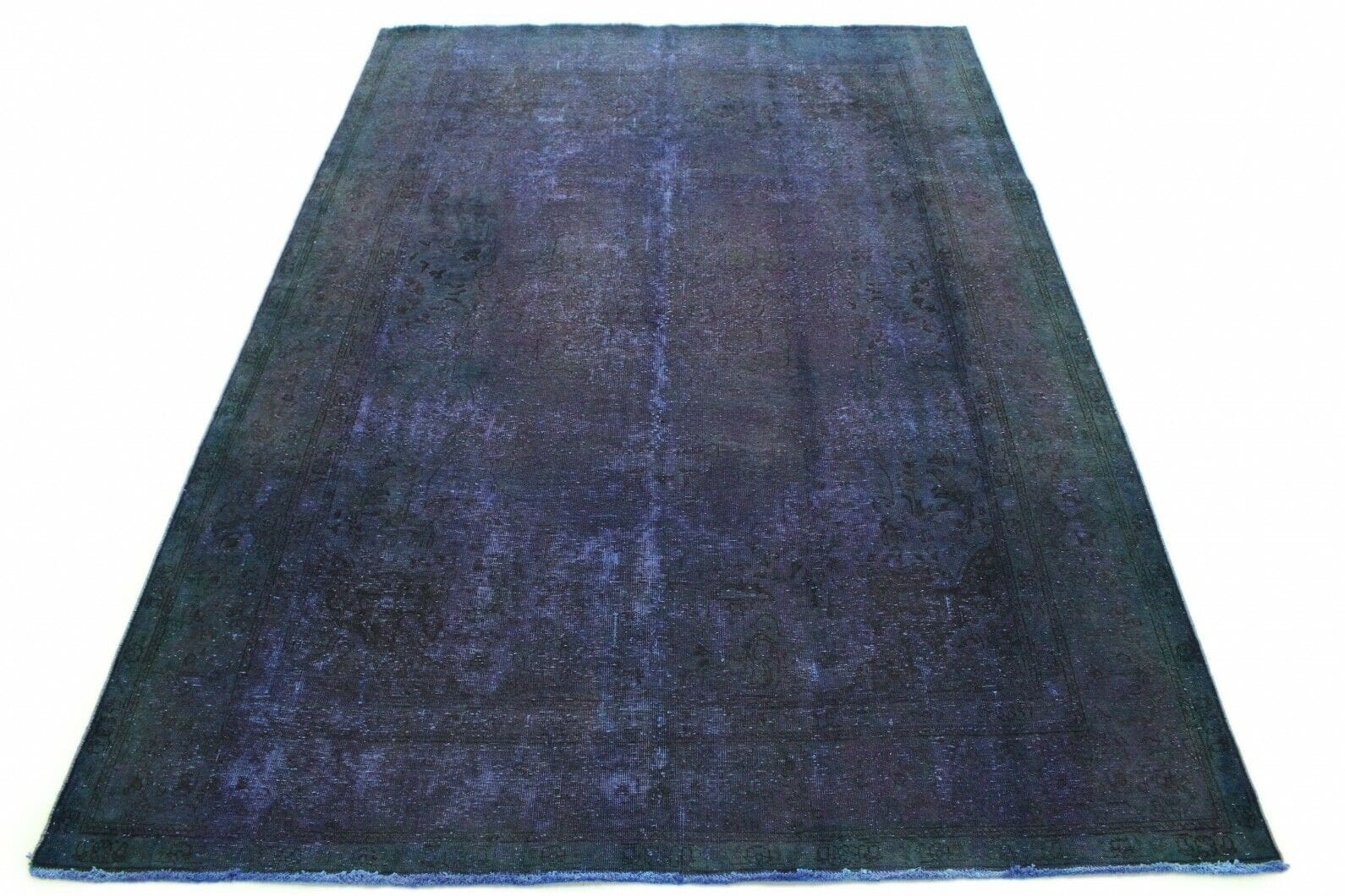 Orientteppich 352x249cm Vintage Lila Blau Grün handgeknüpft