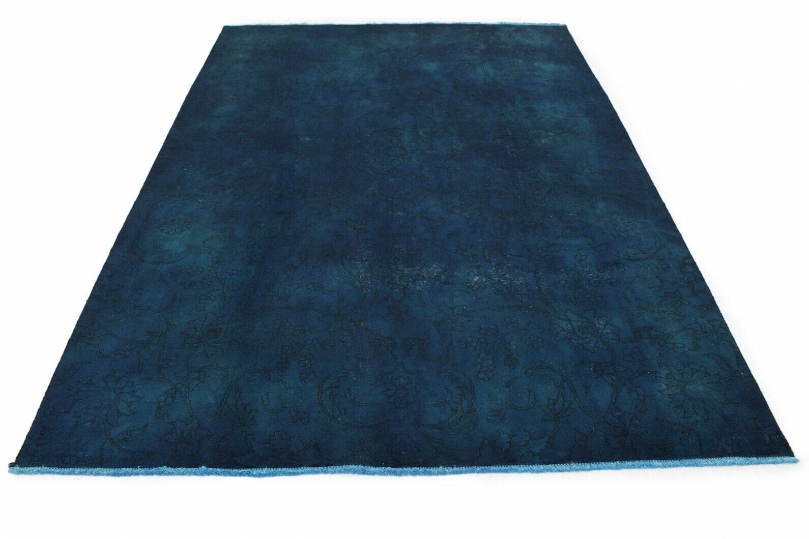 Vintage Orientteppich Blau 300x199cm, handgeknüpft, 3x2m