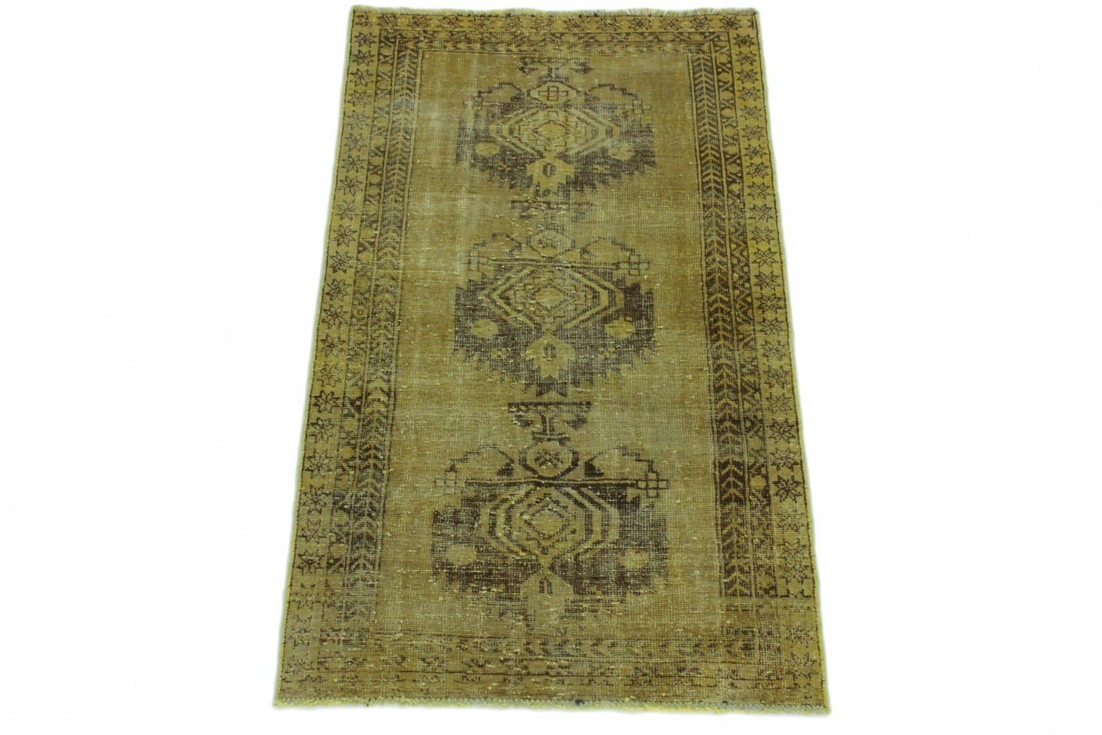 Vintage Orientteppich Beige Gelb 188x110cm, handgeknüpft