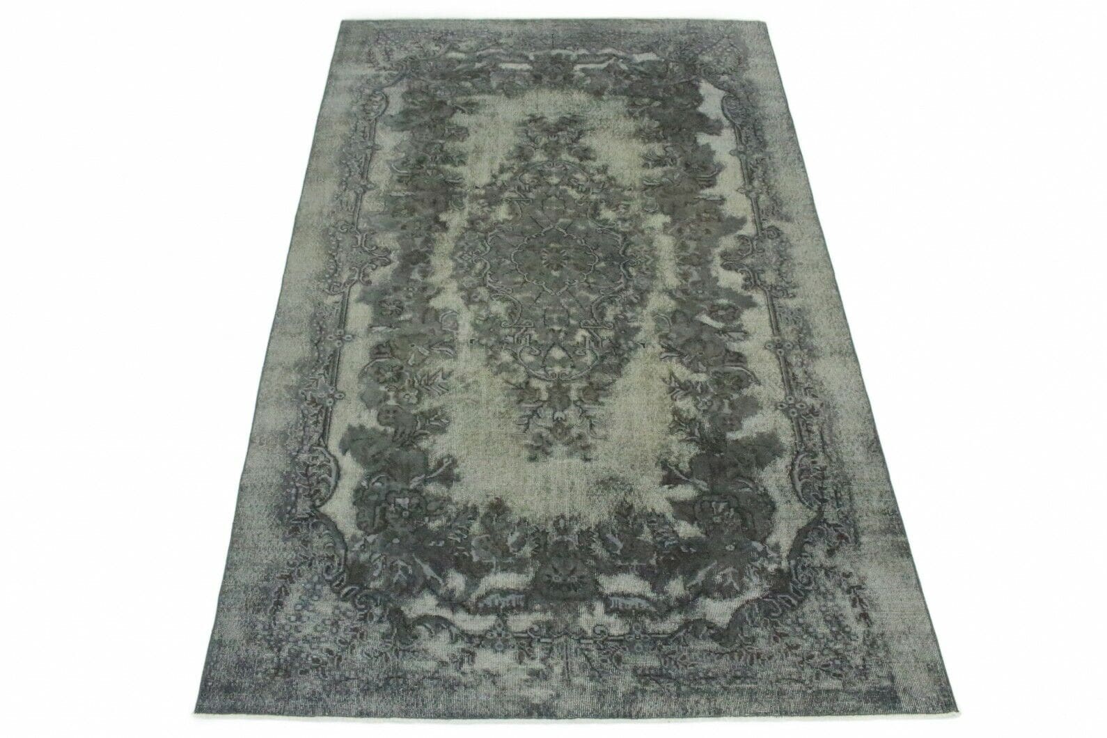 Vintage Orientteppich Grau 312x189cm – Handgeknüpft, Design-Original