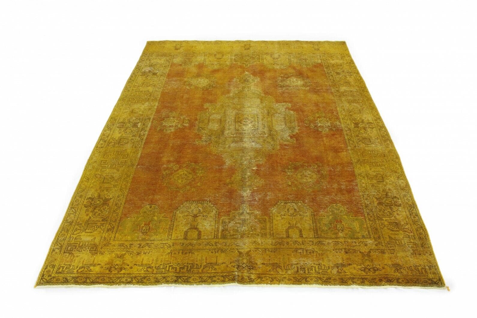 Vintage Orientteppich 398x289cm orange-gold, handgeknüpft