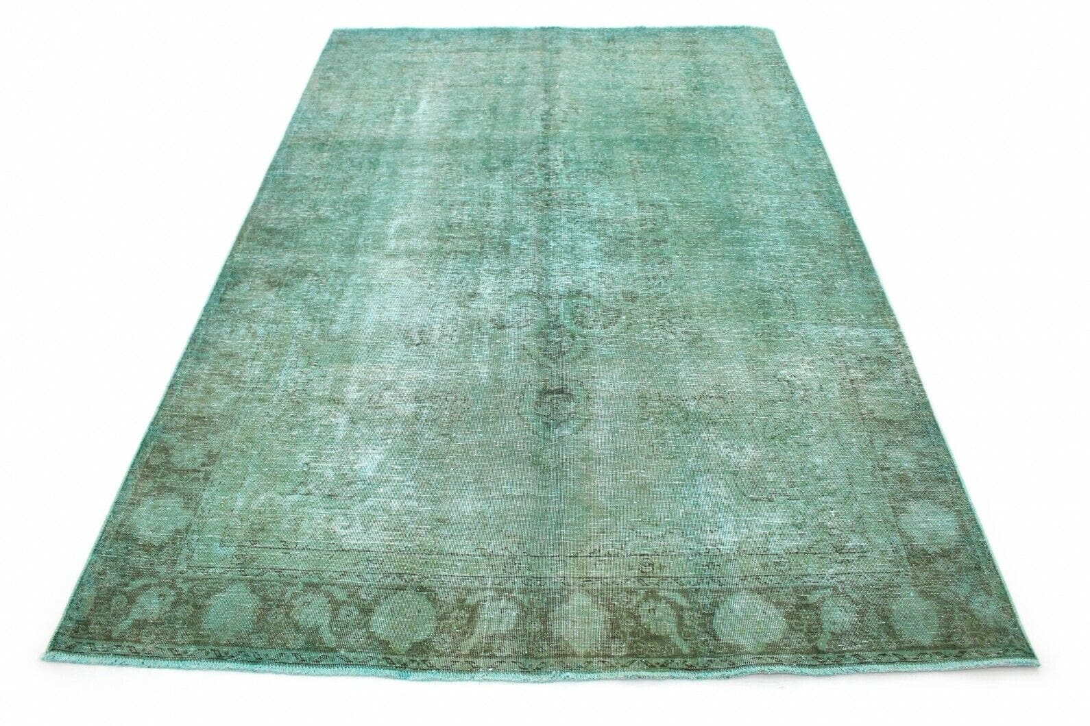 Vintage Orientteppich Türkis 340x229cm – handgeknüpft Unikat