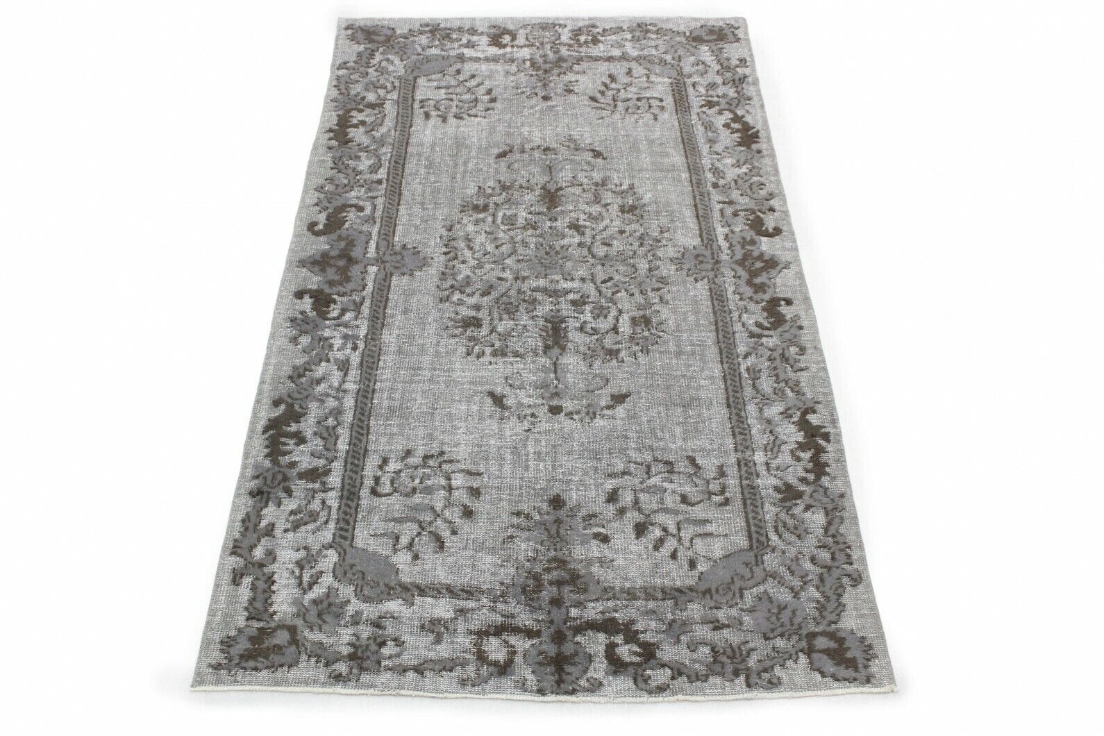 Vintage Orientteppich 3D-Look Grau 280x161 cm – handgeknüpft