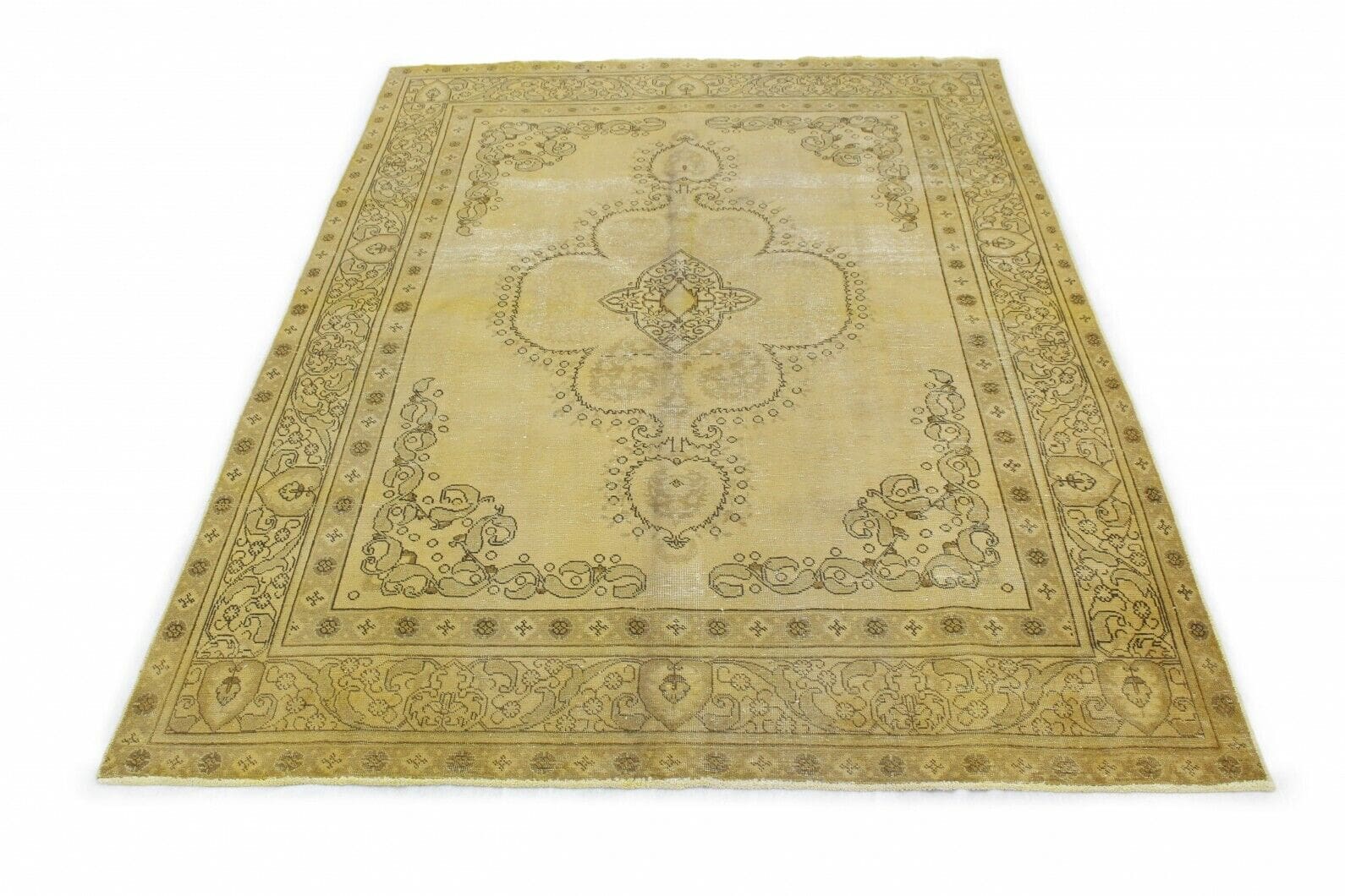 Vintage Orientteppich 352x241 cm Gelb Gold, handgeknüpft