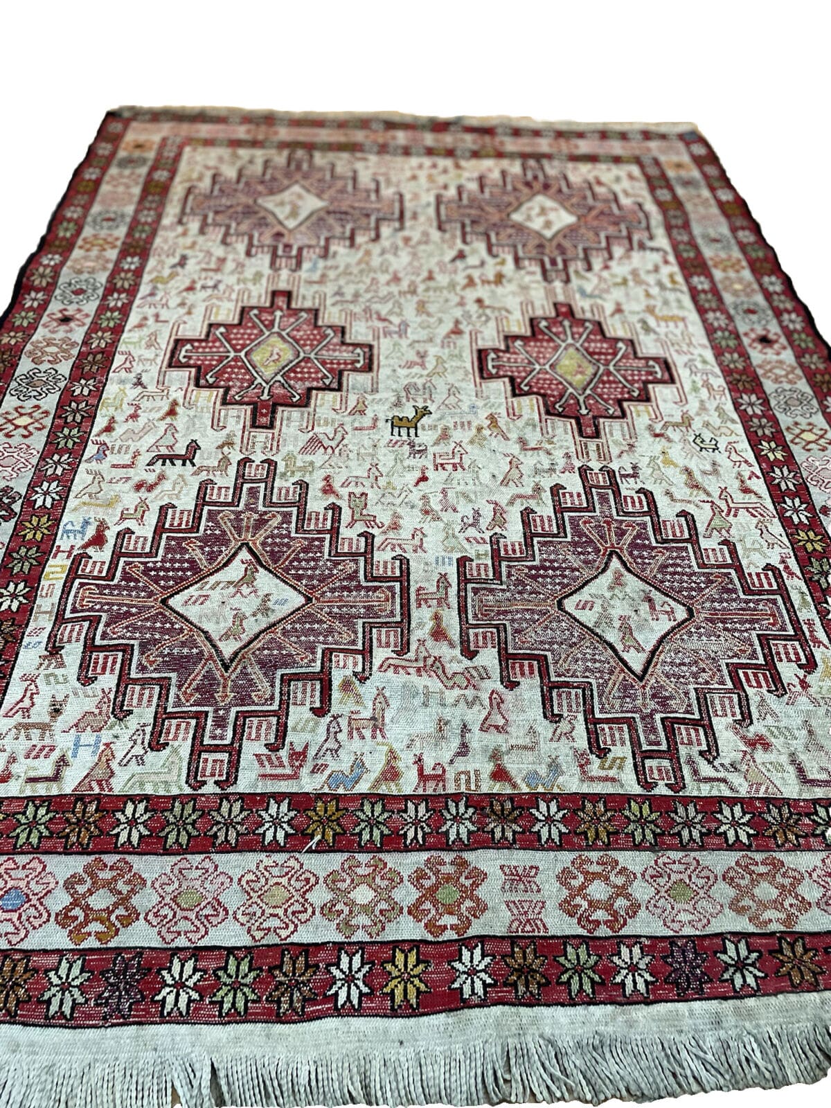 Original Kelim Zusani 147x116 cm, Primitivmuster, handgewebt