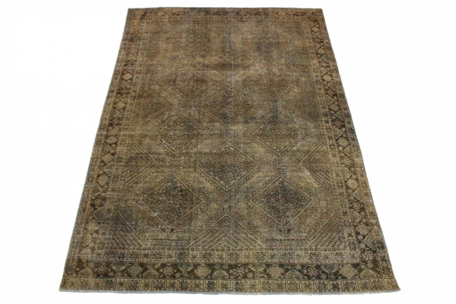 Vintage Orientteppich 321x219cm Schlamm – handgeknüpft, einzigartig
