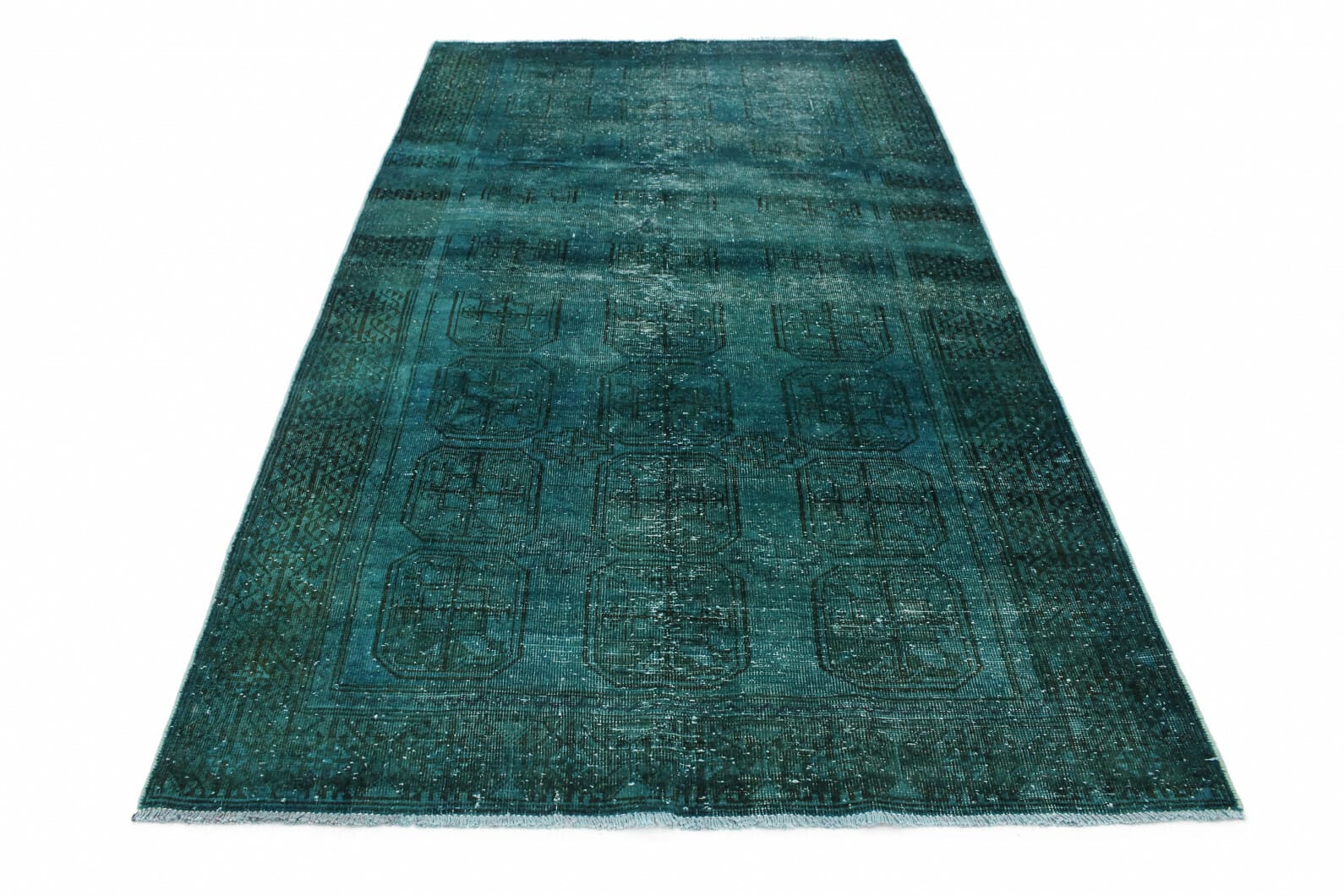 Handgeknüpfter Vintage Orientteppich 271x149cm türkis, Unikat