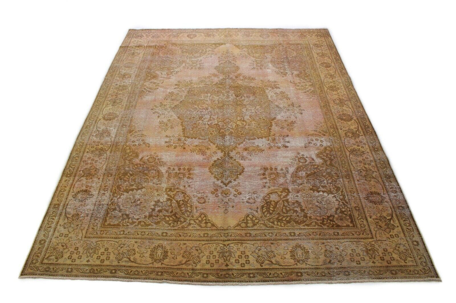 Vintage Orientteppich 390x299cm, orange-braun, handgeknüpft