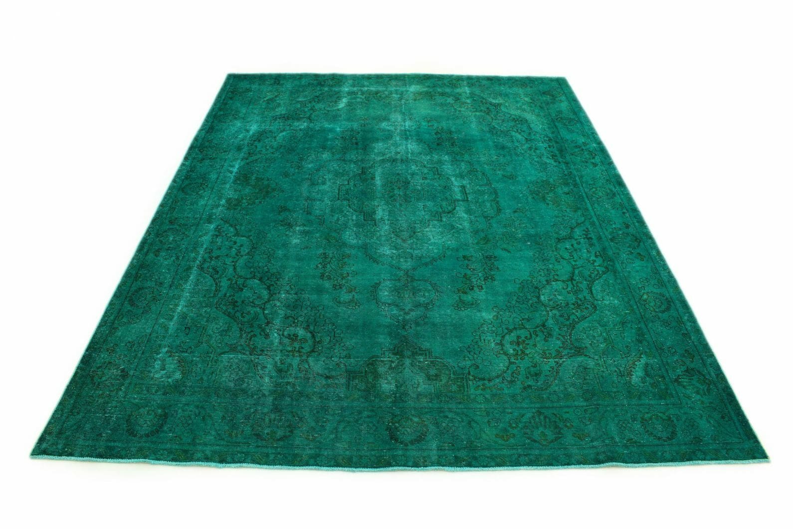 Exklusiver Orientteppich 385x291 cm in Türkis Grün, handgeknüpft