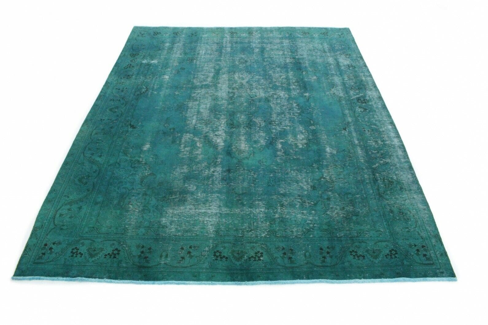 Vintage Orientteppich 390x301cm Türkis - Handgeknüpft Unikat
