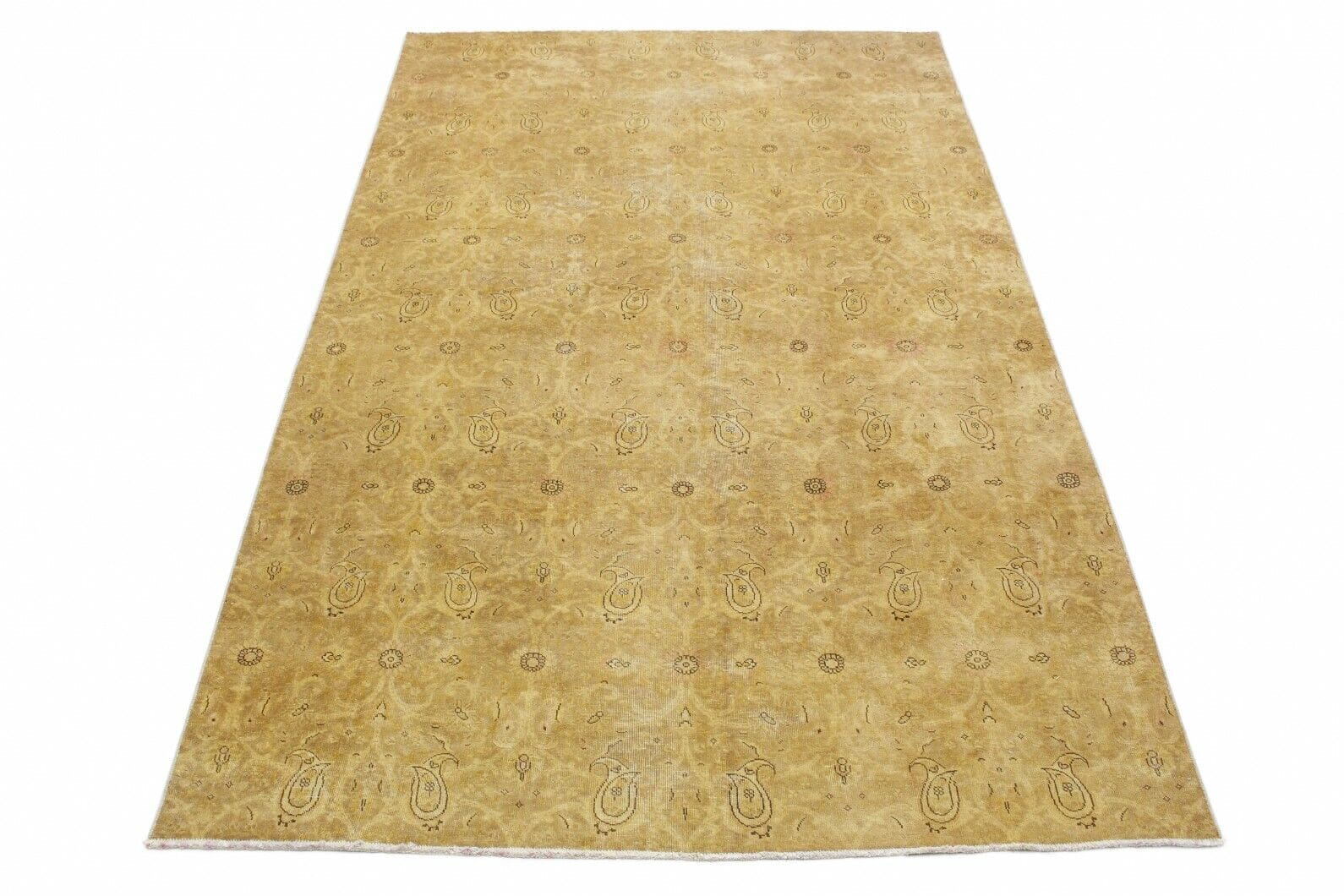 Vintage Orientteppich 352x199cm Gold Braun, handgeknüpft