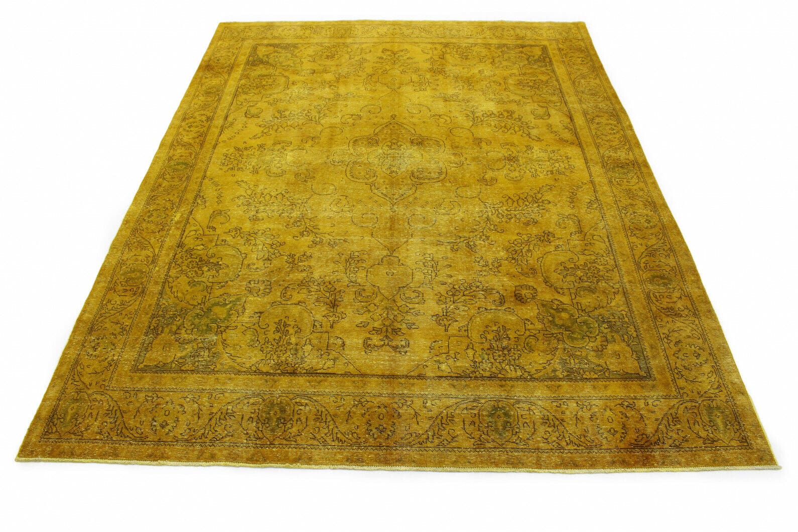 Exklusiver Vintage Orientteppich 384x289cm in Gold, handgeknüpft