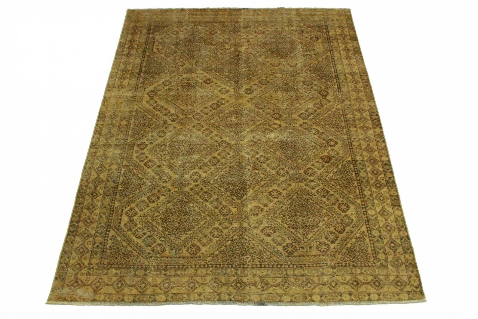 Vintage Orientteppich Sand 287x209cm, handgeknüpft, Unikat
