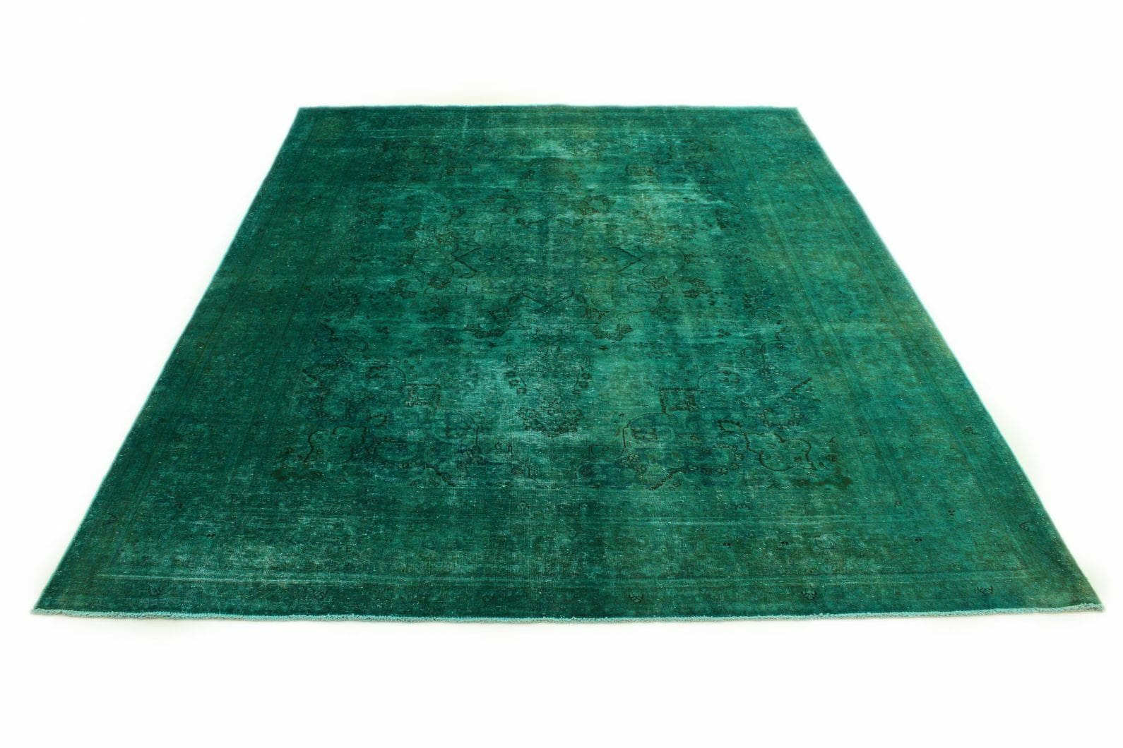 Orientteppich Vintage Türkis Grün 372x289 cm - handgeknüpft