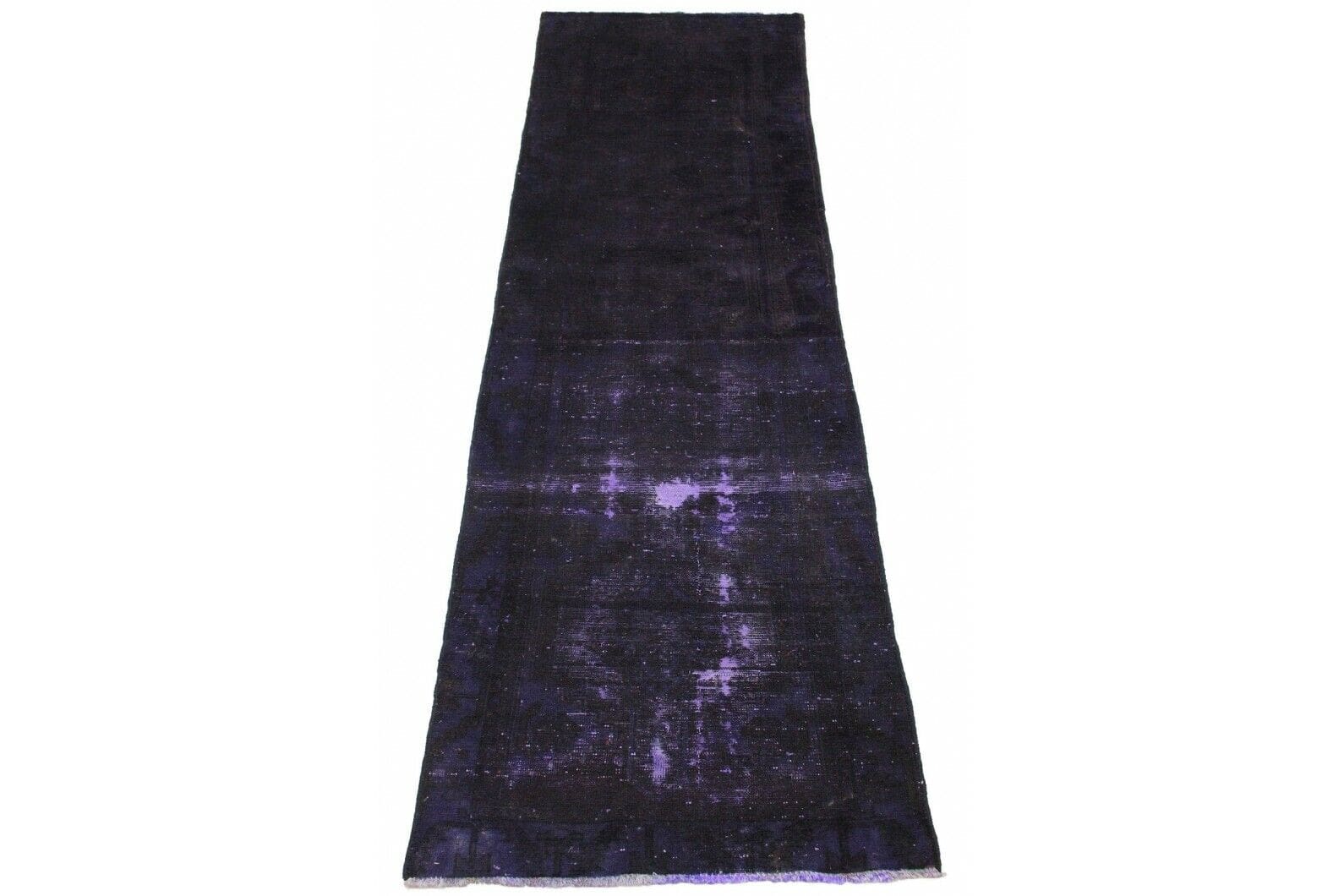 Vintage Läufer Lila 280x89cm, handgeknüpft, Orientteppich