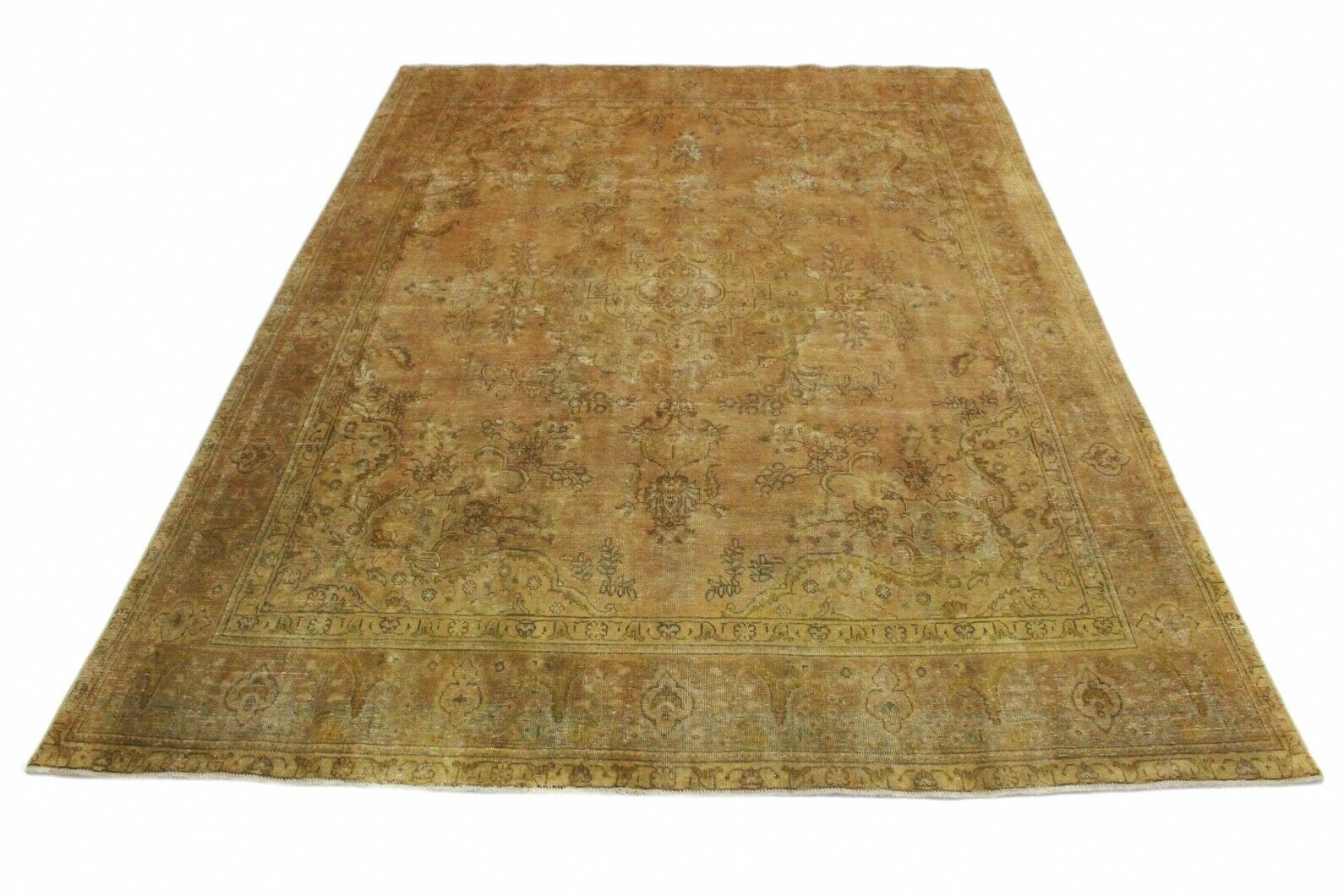 Vintage Orientteppich Curry 380x289cm, handgeknüpft, Unikat