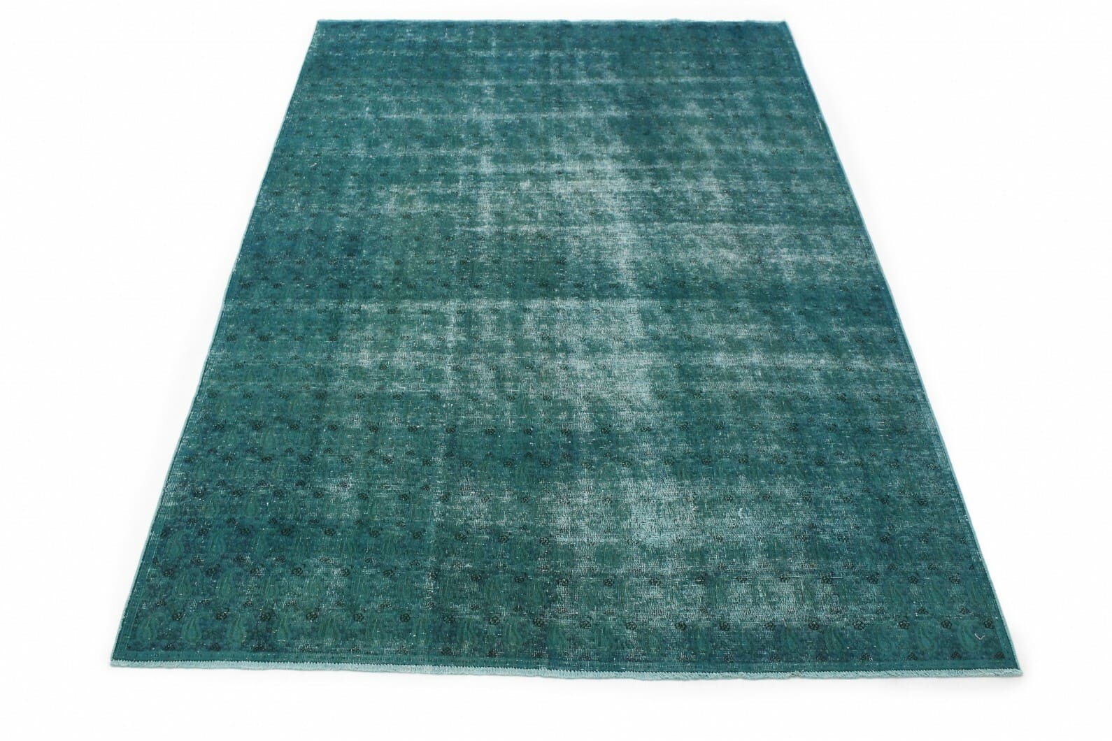 Vintage Orientteppich Türkis 312x199 cm - handgeknüpft Unikat